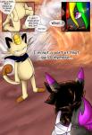 2017 alternate_color anthro beach comic digital_media_(artwork) duo eevee english_text fan_character felid female feral fur generation_1_pokemon hair hi_res mammal meowth nintendo outside pokemon pokemon_(species) pokemon_mystery_dungeon raven_eevee raveneevee sea seaside simple_background spike_chunsoft text water