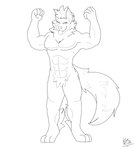 absurd_res arcanine conker_(pokesona) fan_character generation_1_pokemon hi_res karurvn male monochrome nintendo pokemon pokemon_(species) solo