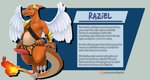 2017 angel armor charizard english_text erection fakemon feathered_wings feathers fire generation_1_pokemon genitals haychel hi_res hybrid male mostly_nude nintendo patreon patreon_logo penis pokemon pokemon_(species) raziel_(haychel) scalie solo tail text url wings