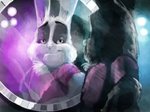 2019 bedroom_eyes eg_keller fur happy lagomorph leporid looking_at_reflection male mammal marlon_bundo mirror narrowed_eyes official_art rabbit reflection seductive semi-anthro smile smirk solo vanity_mirror white_body white_fur