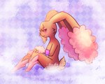 2014 absurd_res anthro arm_tuft big_ears brown_body brown_fur closed_smile digital_media_(artwork) eyelashes featureless_chest female fingers flavia-elric fluffy fluffy_ears fluffy_tail fur generation_4_pokemon hair hand_on_knee hand_on_leg hi_res looking_at_viewer lopunny mouth_closed nintendo pi pokemon pokemon_(species) pupils shiny_pokemon side_view sitting smile solo tail tuft wrist_tuft