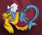 anthro anthrofied avian bound-by-stars breasts chocobo duo eeveelution featureless_breasts feet female female/female final_fantasy frill_(anatomy) generation_1_pokemon genitals nintendo on_partner pawpads paws pillow pokemon pokemon_(species) pokemorph pussy simple_background soles square_enix talons toes vaporeon wings