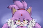 anthro blaze_the_cat blush bodily_fluids breasts colono domestic_cat felid feline felis female implied_nudity mammal sega solo sonic_the_hedgehog_(series) sweat yellow_eyes