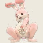 1:1 anal anal_masturbation anal_penetration anthro apluss arcade_bunny balls belly bodily_fluids cum dildo dildo_in_ass dildo_insertion dildo_sitting erection fur genital_fluids genitals hi_res humanoid_genitalia humanoid_penis lagomorph leporid long_ears male male_penetrated mammal masturbation nintendo nintendo_badge_arcade nude object_in_ass orgasm penetration penis pink_body pink_fur rabbit sex_toy sex_toy_in_ass sex_toy_insertion slightly_chubby solo