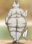 2024 3:4 absurd_res adult_swim anthro big_breasts big_butt breasts butt cartoon_network cellulite come_and_learn_with_pibby digital_media_(artwork) domestic_cat felid feline felis female fur gem hair hi_res looking_back mammal mature_anthro mature_female melira_(pibby) nude overweight overweight_anthro overweight_female oystercatcher7 pearl_(gem) signature simple_background solo tailless thick_thighs towel wide_hips