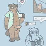 1:1 animal_crossing anthro balls belly brown_body brown_fur canid canine clothing derp_eyes digital_drawing_(artwork) digital_media_(artwork) erection fur genitals hi_res jellybeankofi male mammal moobs nintendo nude overweight overweight_anthro overweight_male penis raccoon_dog simple_background solo tail tanuki text tom_nook_(animal_crossing) topwear