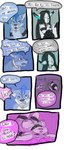 2016 all_fours anthro biped canid cobalt_(tatsuchan18) collar comic cuff_(restraint) daisy_(tatsuchan18) detailed_background dialogue english_text eyes_closed female fur group hair hi_res lagomorph leporid lying male mammal mink_(tatsuchan18) on_back open_mouth rabbit restraints sitting speech_bubble tatsuchan18 text trio wrist_cuffs