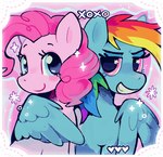 blue_body cupidcry duo equid equine female female/female friendship_is_magic happy hasbro heart_symbol hi_res horse mammal my_little_pony mythological_creature mythological_equine mythology pegasus pinkie_pie_(mlp) pony raimbow_hair rainbow_dash_(mlp) smile using_wings wing_hug wings