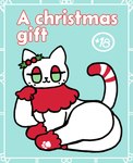 christmas comic cover cover_art cover_page domestic_cat eyeshadow fanfic felid feline felis female feral freckles green_eyes hi_res holidays junipurr looking_at_viewer makeup mammal minigoat red_eyeshadow solo