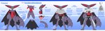 2019 absurd_res anthro artist_name bell big_ears blue_text bottomwear butt claws cloak closed_smile clothed clothing costume crescere digital_media_(artwork) female flat_chested front_view generation_4_pokemon gliscor grey_cloak grey_clothing hi_res latiar model_sheet mouth_closed nintendo nude open_mouth pincers pokemon pokemon_(species) pokemorph rear_view sharp_teeth shorts side_view smile solo standing tail teeth text tongue tongue_out yellow_eyes