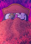 2024 amon_(atrolux) anthro atrolux bed_covers bedding brown_hair comic english_text female fingers hair hi_res lying male monique_(atrolux) mother_(lore) mother_and_child_(lore) mother_and_son_(lore) on_side parent_(lore) parent_and_child_(lore) parent_and_son_(lore) pillow purple_hair reptile romantic romantic_couple scalie sleeping snake son_(lore) speech_bubble text