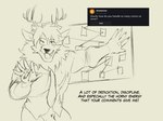 4:3 absurd_res anthro antlers ask_blog barely_visible_genitalia barely_visible_penis bottomless clothed clothing deer english_text genitals hi_res horn it's_always_sunny_in_philadelphia line_art male mammal meme penis pepe_silvia_(meme) sketch solo text zourik zourik_(zourik)