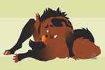 3:2 absurd_res animal_genitalia anthro autofellatio balls canid canine demon digital_media_(artwork) fox genitals hel_(shiretsuna) hi_res male mammal masturbation moghrlor oral oral_masturbation penile penile_masturbation sheath