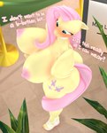 3d_(artwork) anthro anthrofied areola big_breasts big_butt biped blush breasts butt digital_media_(artwork) equid equine female fluttershy_(mlp) friendship_is_magic hair hasbro hi_res huge_breasts huge_butt mammal my_little_pony nipples pink_areola pink_hair pink_nipples purplefondue solo standing thick_thighs yellow_body