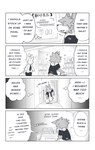 absurd_res anthro aranami_kujira bodily_fluids brown_tail_(artist) canid canine clothing comic container cup english_text happy hard_translated hetare hi_res hoodie lagomorph leporid male mammal rabbit shopping smile store sweat text third-party_edit topwear translated translation_edit