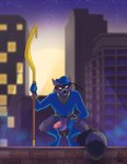 absurd_res anthro bodily_fluids exhibitionism floofthefennec genital_fluids heist hi_res male mammal precum procyonid raccoon sly_cooper sly_cooper_(series) solo sony_corporation sony_interactive_entertainment sucker_punch_productions thief