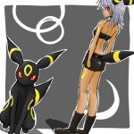 1:1 alternate_species ambiguous_gender animal_humanoid canid canine duo eeveelution female feral generation_2_pokemon grey_hair hair humanoid humanoidized low_res mammal nintendo pokemon pokemon_(species) pokemon_humanoid pokemorph ranphafranboise red_eyes tail umbreon