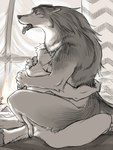 2016 3:4 anthro anthro_penetrated big_dom_small_sub biped butt canid canine canis crossed_legs digital_media_(artwork) digitigrade dominant duo eyes_closed female female_penetrated fire fluffy from_front_position fur grey_body grey_fur hair hands_behind_back head_on_chest hug human human_on_anthro human_penetrating human_penetrating_anthro inside interspecies jewelry kikurage larger_anthro larger_female larger_penetrated looking_pleasured male male/female male_on_anthro male_penetrating male_penetrating_female mammal mastery_position necklace on_top open_mouth penetration sex side_view size_difference small_dom_big_sub smaller_human smaller_male tongue tongue_out tribal white_body white_fur wolf