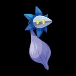 1:1 2022 alpha_channel ambiguous_gender blue_body border digital_drawing_(artwork) digital_media_(artwork) feral flower generation_9_pokemon glimmet nintendo official_art petals plant pokemon pokemon_(species) purple_body solo translucent translucent_body transparent_border unknown_artist yellow_eyes