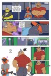 anthro anthro_on_anthro biceps blush bulge butt_slap comic duo english_text femboy generation_1_pokemon generation_7_pokemon geng heart_symbol hi_res horn larger_male male male/male meme muscular muscular_male nintendo no_nut_november overweight overweight_anthro overweight_male pecs pikachu pokemon pokemon_(species) right_to_left size_difference slap smaller_male spanking tauros teasing text torracat url