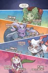 ambiguous_gender anthro armor backpack bone breastplate comic dante_(wooled) dialogue digitigrade elgove_(wooled) english_text feral floette flora_(wooled) fur generation_5_pokemon generation_6_pokemon generation_8_pokemon grey_body grey_fur group hi_res hisuian_form hisuian_goodra hisuian_zorua holding_melee_weapon holding_object holding_sword holding_weapon king-pika leaf lun_ari_(wooled) melee_weapon nintendo pokemon pokemon_(species) pokemon_mystery_dungeon purple_body quadruped red_body red_fur regional_form_(pokemon) reuniclus shaded skull skull_head speech_bubble spike_chunsoft sword tail text weapon wooled yellow_eyes