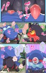 5:8 absurd_res anal anal_penetration black_body blue_body blush bodily_fluids comic cum cum_while_penetrated cumshot dialogue duo ejaculation erection eyes_closed feral generation_7_pokemon genital_fluids genitals heart_eyes heart_symbol hi_res japanese_text litten male male/male male_penetrated male_penetrating male_penetrating_male nintendo penetration penis pokemon pokemon_(species) popplio prrrrrrmine quadruped red_body sex speech_bubble text translation_request yellow_sclera