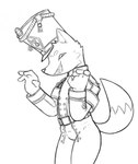 2023 anthro bottomwear canid canine clothed clothing digital_drawing_(artwork) digital_media_(artwork) drawpile_(artwork) fox fully_clothed fur half-length_portrait hat headgear headwear hi_res male mammal military_uniform monochrome napoleonic officer open_mouth open_smile pants portrait raised_tail shako simple_background smile snout solo standing tail teeth uniform us_cannonfodder