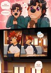 anthro brown_hair canid canine canis clothed clothing comic domestic_dog ellipsis fingers hair herpestid hi_res inner_ear_fluff male mammal meerkat rivas_(d_rivas) solo spanish_text speech_bubble text translated tuft yuguni yuguni_(yuguni)