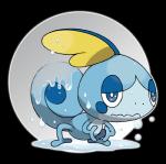 2019 alpha_channel blue_eyes blush blush_stickers crouching feral full-length_portrait generation_8_pokemon half-closed_eyes hi_res looking_at_viewer narrowed_eyes nintendo official_art pokemon pokemon_(species) portrait puddle sobble solo thin_calves thin_legs thin_thighs unknown_artist water wavy_mouth wet