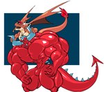 big_muscles demon dragmon dragmon_(character) dragon horn huge_muscles male muscular mythological_creature mythological_scalie mythology scalie