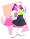 anthro beverage canid canine female fox fur handbag happy hi_res mammal melody_amaranth milkshake pink_body pink_fur simple_background solo super_lesbian_animal_rpg tail tail_motion trans_(lore) trans_woman_(lore) winguthings