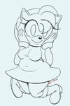 accessory amy_rose anthro boots bracelet clothing deep_navel dress eulipotyphlan female footwear hair_accessory hairband hand_on_face hedgehog hi_res jewelry mammal navel overweight overweight_anthro overweight_female sega shoes sketch slightly_chubby slightly_chubby_female smile solo sonic_the_hedgehog_(series) thedjtc