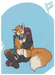 2011 anthro biped bulge canid canine clothed clothing dipstick_tail fox hi_res hindpaw looking_at_viewer male mammal markings orange_fox_(sage) paws scarf sitting solo tail tail_markings ten topless