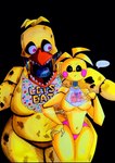 animatronic anthro avian beak beakless bib big_breasts bird black_background black_sclera breasts chicken clothing duo ellipsis exposed_endoskeleton feathers featureless_breasts female five_nights_at_freddy's five_nights_at_freddy's_2 front_view galliform gallus_(genus) hand_on_hip head_featehrs head_tuft hi_res huge_breasts inkdweller_art larger_female machine navel panties phasianid pink_clothing pink_eyes pink_panties pink_underwear robot rosy_cheeks scottgames sharp_teeth simple_background size_difference small_waist speech_bubble teeth thick_thighs toothed_beak toy_chica_(fnaf) tuft underwear white_eyes wide_hips wire withered_chica_(fnaf) yellow_body yellow_feathers