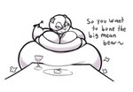 2018 anthro bear bedroom_eyes belly big_belly big_breasts bloated breasts cleavage clothed clothed_anthro clothed_female clothing cocktail_glass container cup cutlery date dialogue digital_drawing_(artwork) digital_media_(artwork) dinner_date dress drinking_glass eleanor_(maddeku) english_text eyebrow_through_hair eyebrows eyelashes eyelashes_through_hair fart fart_cloud fat_arms female female_anthro fork front_view furniture gem glass glass_container glass_cup greyscale hair half-length_portrait holding_fork huge_belly huge_breasts innuendo jewelry kitchen_utensils maddeku mammal monochrome morbidly_obese morbidly_obese_anthro morbidly_obese_female narrowed_eyes necklace obese obese_anthro obese_female overweight overweight_anthro overweight_female pearl_(gem) pearl_necklace plate portrait round_ears seductive shaded simple_background sketch solo table tablecloth talking_to_viewer text tight_clothing tilde_after_text tools translucent translucent_hair white_background