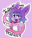 2024 5:6 anthro bust_portrait digital_drawing_(artwork) digital_media_(artwork) domestic_cat felid feline felis fur hair hi_res kaitty kaittycat male male_anthro mammal monotone_background multicolored_body multicolored_fur nude pink_body pink_fur portrait purple_hair simple_background smile solo sticker tentacle_around_neck tentacles text three-quarter_view two_tone_body two_tone_fur white_body white_fur