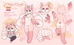 6_tails absurd_res alolan_form alolan_vulpix anthro arm_tattoo blue_eyes breasts english_text featureless_breasts featureless_crotch female fur fur_markings generation_1_pokemon generation_7_pokemon hair hi_res lesbian_pride_colors lgbt_pride markings model_sheet multi_tail multicolored_arms multicolored_hair multicolored_legs multicolored_tail nintendo olivia_cloud_(ashe_infinity) pawpads pink_body pink_fur pink_pawpads pink_theme pokemon pokemon_(species) pride_colors regional_form_(pokemon) solo taigaafurr tail tattoo text vulpix white_body white_fur