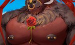 anthro atremath bovid bovine charr_starz european_mythology facial_piercing flower greek_mythology hi_res horn male mammal minotaur mythology nipple_piercing nipples nose_piercing nose_ring pecs piercing plant ring_piercing rose_(flower) solo