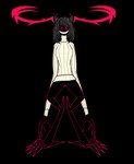 4_toes absurd_res alpha_channel american_mythology antlers arms_by_side black_body black_ears black_hair black_sclera black_skin bob_cut bottomless breasts claws clothed clothing crouching digital_drawing_(artwork) digital_media_(artwork) digitigrade ears_up enigma_(enigmaticwendigo) enigmaticwendigo feet female genitals glowing glowing_antlers glowing_eyes hair hi_res horn indigenous_north_american_mythology leg_spikes mythology north_american_mythology outline pupils pussy red_antlers red_outline red_pupils simple_background slim smile solo spikes spikes_(anatomy) spread_legs spreading sweater sweater_only tall toes topwear topwear_only transparent_background wendigo white_clothing wolf_ears