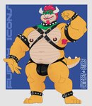 2024 anklet anthro areola armband armpit_hair artist_name barazoku barefoot beard bedroom_eyes belly biceps blue_background body_hair border bowser bowser_day bracelet bulge claws clothing collar english_text eyebrows facial_hair feet flexing hair harness hi_res horn jewelry jockstrap koopa leather leather_daddy legband looking_at_viewer male mario_bros musclegut muscular muscular_anthro muscular_male mustache narrowed_eyes navel nintendo nipple_piercing nipple_ring nipples outcast-stars pecs piercing pinup pose ring_piercing scalie seductive simple_background smile smirk solo spiked_anklet spiked_armband spiked_bracelet spiked_collar spiked_legband spiked_tail spikes spikes_(anatomy) standing tail teeth text underwear white_border