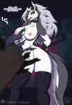 2023 anthro assisted_exposure big_breasts black_clothing black_collar black_gloves black_handwear black_latex black_legwear black_thigh_highs breasts canid canid_demon canine clothing collar demon dialogue disembodied_hand duo english_text female female_focus fingerless_gloves fluffy fluffy_tail fur gloves grey_body grey_fur grey_hair hair handwear hellhound helluva_boss hi_res latex latex_clothing latex_legwear latex_thigh_highs legwear long_hair loona_(helluva_boss) mammal multicolored_body multicolored_fur mythological_canine mythological_creature mythology nipples open_mouth pink_nipples profanity red_sclera skindentation solo_focus spiked_collar spikes standing tail tattoorexy text thick_thighs thigh_highs two_tone_body two_tone_fur white_body white_eyes white_fur