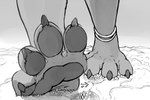 2015 4_toes anklet anthro barefoot big_feet canid canine city_destruction claws digital_media_(artwork) feet foot_fetish foot_focus fox fur giga jewelry landscape_dwarfing logan_grey macro male mammal monochrome nommz pawpads paws plantigrade solo toe_claws toes