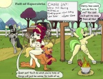 2013 all_fours anthro anthrofied bdsm bit_gag blonde_hair body_writing bondage bound branding branding_iron breasts bridle carrying_another chain cherry_jubilee_(mlp) collar comic cutie_mark dialogue digital_media_(artwork) earth_pony english_text equid equine fall_of_equestria female fire friendship_is_magic gag green_hair group hair hasbro hi_res horse kneeling mammal ms._harshwhinny_(mlp) ms._peachbottom_(mlp) my_little_pony octavia_(mlp) open_mouth outside petplay piggyback pony ponyplay profanity reins roleplay sex_slave slashysmiley slave smudge_proof text tongue tongue_out vehicle wagon writing_on_belly writing_on_breasts writing_on_butt writing_on_thigh