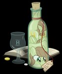 2008 absurd_res alpha_channel book bottle brown_hair brown_tail cartoon_physics coin container cork corked_bottle cup cutie_mark english_text equid equine female feral flexible glass glass_container glass_cup green_body green_eyes hair hasbro hi_res hooves icaron in_bottle in_container label mammal my_little_pony mythological_creature mythological_equine mythology objectification on_model open_book pegasus saga_(icaron) simple_background solo squish stuck tail text transparent_background trapped underhoof wine_bottle wings