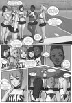 2020 5_fingers adolescent asking asking_another asking_who big_breasts black_and_white blowing_bubble_gum border bottomwear breasts bubble bubble_gum candy cassie_cooper cheerleader cheerleader_outfit clothed clothing comic conjoined_speech_bubble dark_body dark_skin describing_another describing_size dessert dialogue english_text female fingers food football_field footwear fully_clothed goalpost greyscale group gum hair human human_only inflating interjection long_hair male mammal marmalademum midriff monochrome navel not_furry omg ponytail print_clothing print_shirt print_topwear profanity question questioning_tone shirt shoes short_hair skirt small_breasts speech_bubble talking_to_another text text_on_clothing text_on_topwear text_print topwear url vowelless vowelless_vocalization white_border yes-no_question young