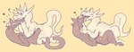 dragon duo female feral heart_symbol hi_res imminent_vore kissing love male male/female mawplay mythological_creature mythological_scalie mythology open_mouth rumbling_stomach scalie simple_background white_body willing_prey woodhouse3d yellow_background