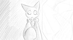 16:9 animal_crossing anthro clothed clothing clothing_store constricted_pupils dialogue_in_description domestic_cat dragonweirdo felid feline felis female greyscale hand_on_chest hi_res mammal markings mole_(marking) monochrome nintendo olivia_(animal_crossing) puffy_jacket pupils small_pupils solo store story story_in_description sweater topwear turtleneck widescreen window