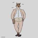 1:1 absurd_res anthro belly big_belly canid canine canis clothed clothing dreamworks fattytober hi_res male male_anthro mammal mindof mr._wolf_(the_bad_guys) obese overweight overweight_male solo the_bad_guys thick_thighs tight_clothing weight_gain wolf