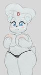 anthro bear belly big_breasts bimbo_(bakery) bimbo_bear blue_eyes breasts chef_hat clothing crossgender fangs female hand_on_breast hat headgear headwear hi_res mammal polar_bear short_stack silvershield88 solo teeth thick_thighs thong underwear ursine white_body