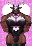 abs absurd_res anthro bandai_namco biceps bulge clothed clothing digimon digimon_(species) eye_patch eyewear growlmon hi_res male muscular muscular_anthro muscular_male pecs playboy_outfit red_body scalie skimpy solo thebunskunk